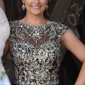 Beautiful Black Beaded Mac Duggal Prom Dress